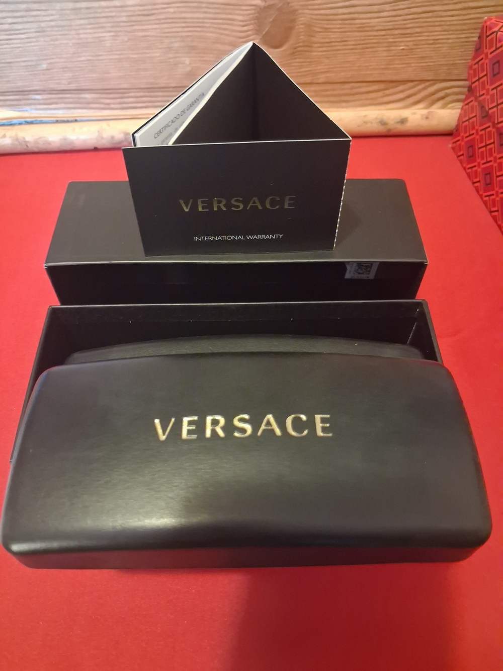 Versace Black Sunglasses Case with Warranty Booklet